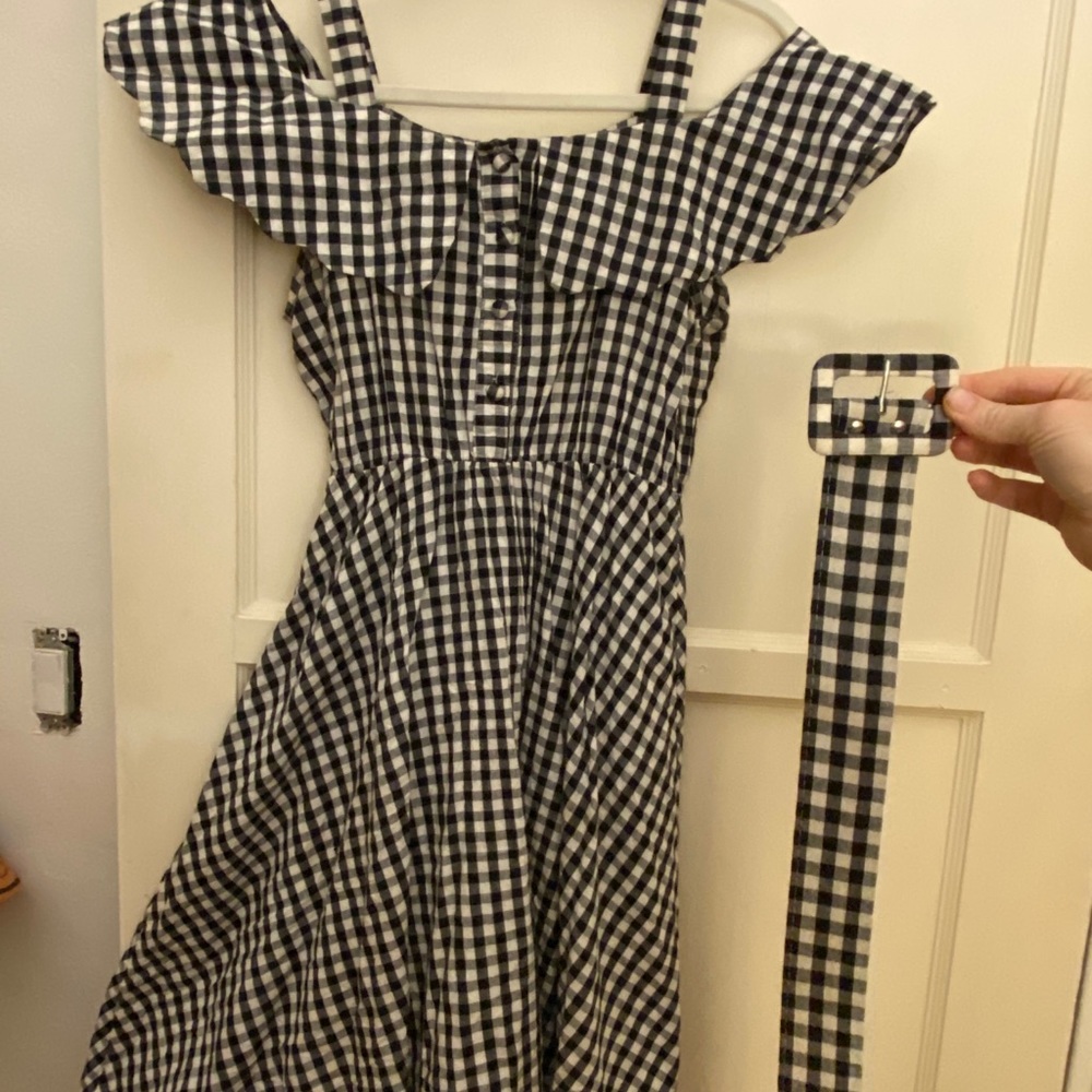Black and white gingham midi summer dress
